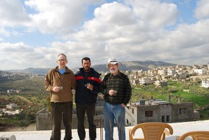 Rabbi Michael Davis with Palestinian olive farmer